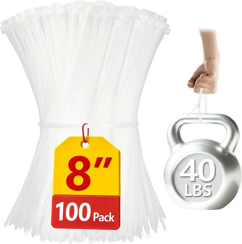 Vista 10 de Bridas blancas de 8 pulgadas, paquete de 1000, 40 libras, bridas