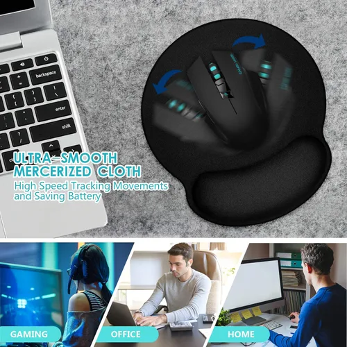 Vista 5 de TONOS Alfombrilla de mouse ergonómica, cómoda alfombrilla de mouse para computadora con soporte de reposamuñecas de espuma viscoelástica.