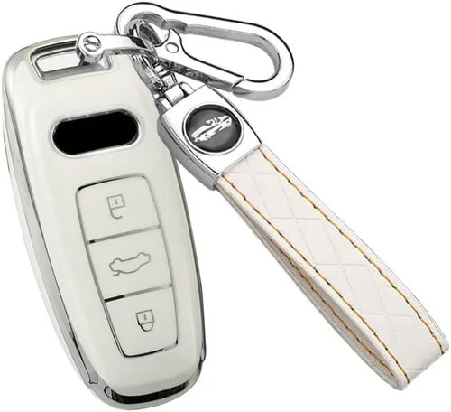 Vista 10 de ontto Funda para llavero de automóvil compatible con 2019 2020 A6 A6L A7 E-Tron A8 Q8 Key Box Remote Cover Negro