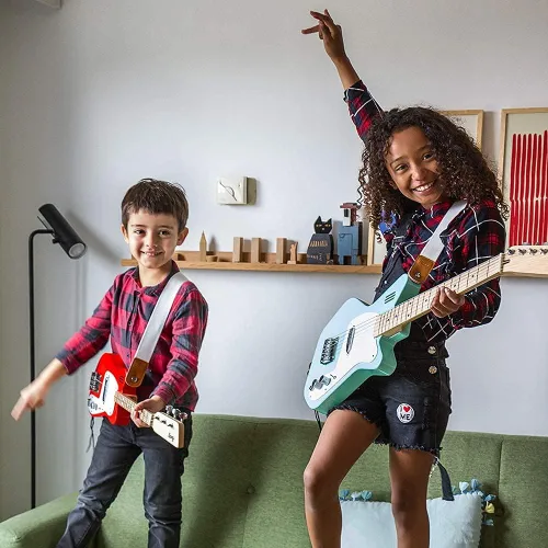 Vista 5 de Loog - Guitarra eléctrica mini para niños principiantes, con amplificador incorporado, a partir de 3 años, aplicación de aprendizaje y lecciones