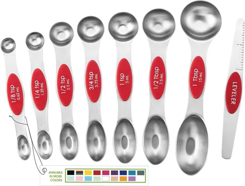Vista 21 de Spring Chef Juego de cucharas medidoras magnéticas de acero inoxidable con imanes N45 fuertes, accesorios de cocina de metal resistente para hornear
