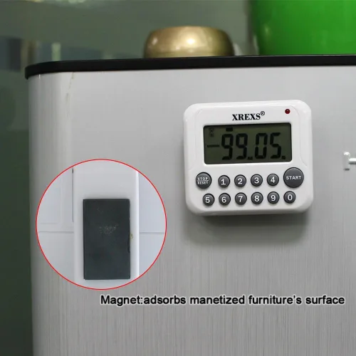 Vista 4 de XREXS Temporizador digital de cocina, con pantalla LCD grande. Temporizador de cuenta regresiva. Temporizador de cocina con alarma fuerte, con parte