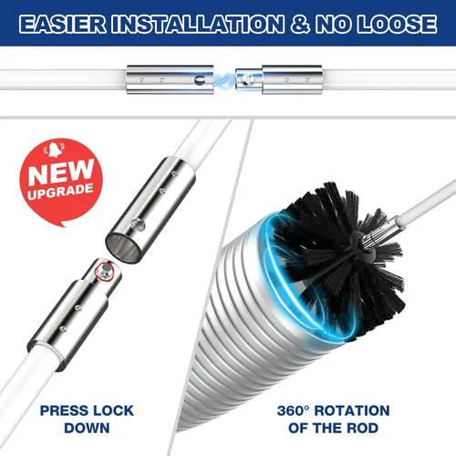 Vista 2 de PetOde Kit de limpiador de ventilación de secadora de 32 pies, cepillo flexible mejorado con accesorio de taladro para una limpieza efectiva