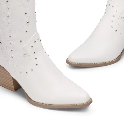 Vista 4 de DREAM PAIRS Women's Western Cowboy boots Mid Calf Cowgirl boot Pull-on