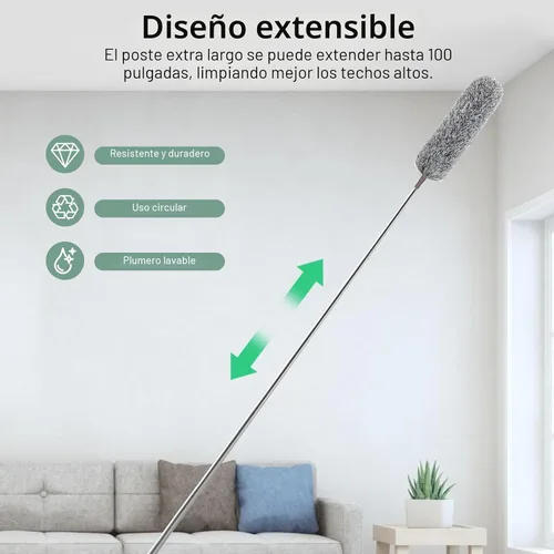 Vista 6 de SetSail Plumeros extralargos con poste de extensión de 100 pulgadas para Gris