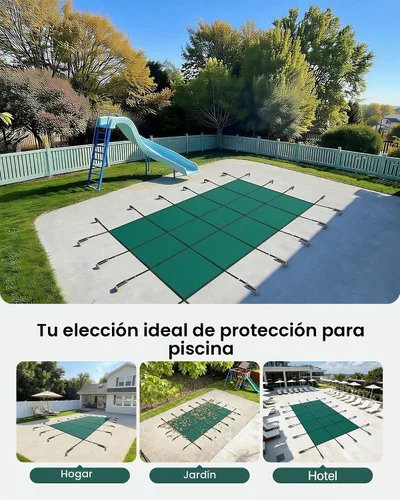 Vista 9 de VEVOR - Funda de seguridad para piscina de 12 x 24 pies, cubierta rectangular de seguridad para piscina subterránea de malla verde, cubierta