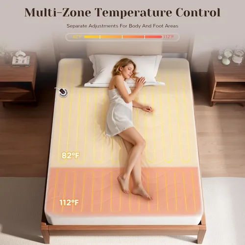 Vista 2 de GOTCOZY - Funda para colchón con calefacción de múltiples zonas, tamaño individual - Funda eléctrica para colchón de hasta 15" con 10 ajustes