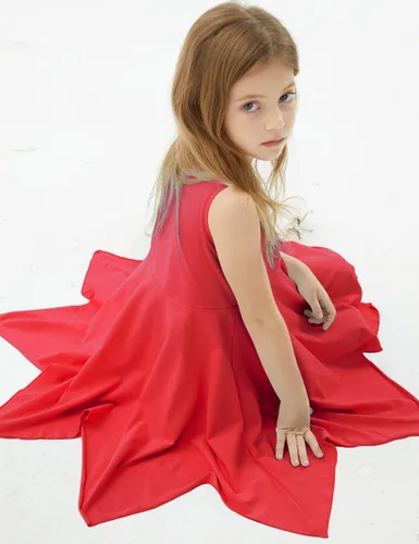 Vista 3 de Noomelfish Vestido de verano de algodón sin mangas con dobladillo de pañuelo para niñas (3-12 años)