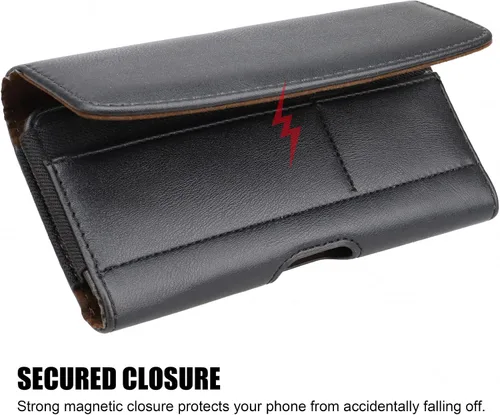 Vista 5 de Funda horizontal universal para teléfono celular con trabillas para cinturón y ranuras para tarjetas para teléfono móvil - XL