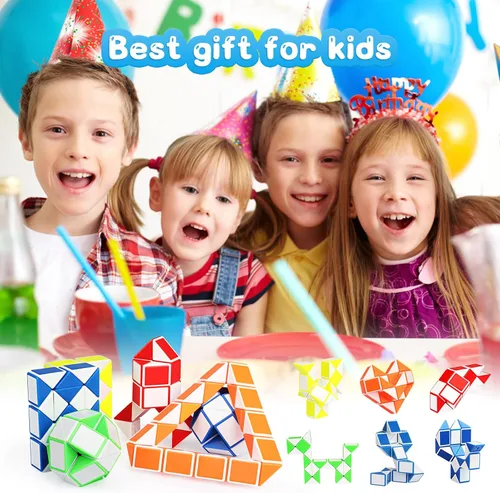 Vista 4 de Paquete de 18 rompecabezas de cubo de serpiente para niños, adolescentes, relleno de calcetines, recuerdos de fiesta de cumpleaños, rellenos