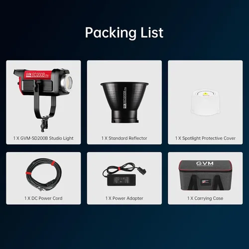 Vista 9 de GVM - Kit de iluminación continua de luz de estudio LED de 200 W para control de red de malla Bluetooth/DMX, 45400lux/3.3 ft con grabación de video