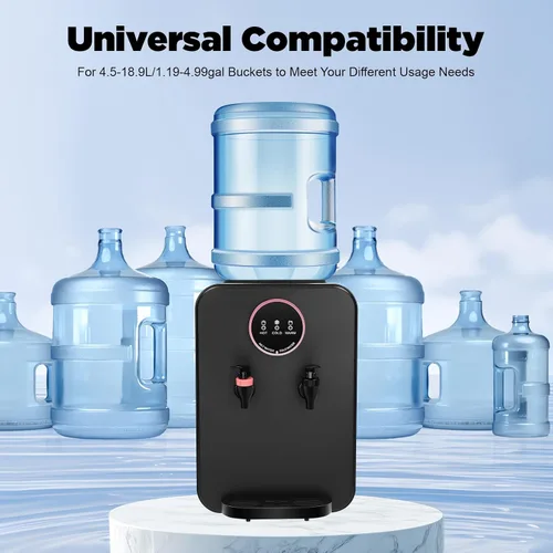 Vista 4 de Dispensador de agua caliente y fría de 50-0100 °F Mini 14.5 pulgadas de alto, dispensador de agua de carga superior para botellas de 1 a 5 galones