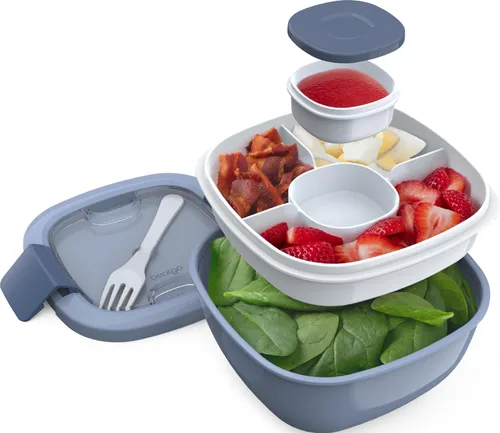 Vista 12 de Contenedor de almuerzo, ecológico y sin BPA de Bentgo Salad para ensaladas y otros aperitivos para llevar, Azul