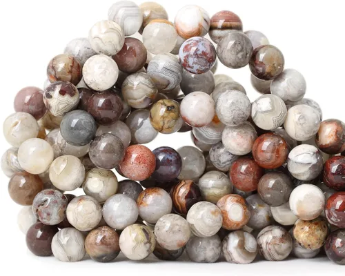 Vista 14 de Cuentas redondas sueltas de ágata estilo antiguo vena de dragón de 6mm, cuentas para diseño de joyas, 60 cuentas Ágata de vena de dragón