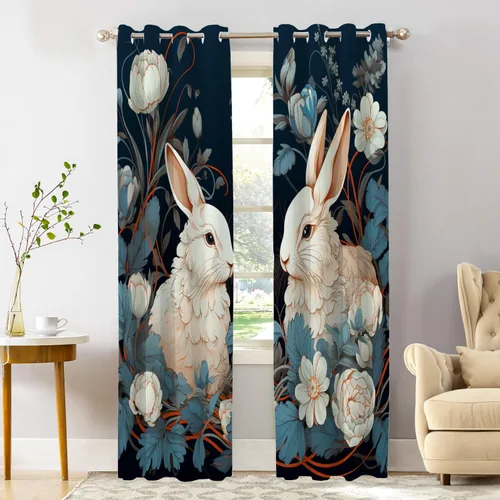 Vista 75 de Shrahala Blue Bright Blackout Curtain Tiers, Colorful Acrylic Paint Pour Abstract Design Kitchen Valance Light Blocking Tier Drapes with Rod Pocket