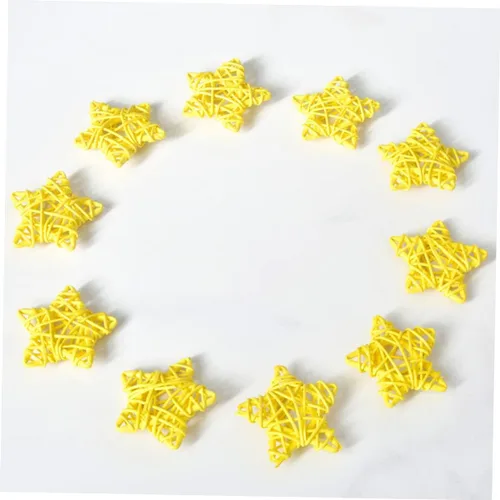 Vista 2 de Vaguelly Juego de adornos de estrellas de ratán de 2.4 in, bolas de mimbre con estrellas