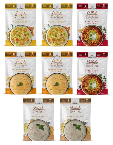 Vista 10 de READYWISE - Cocina simple, favoritos de sopa, paquete variado, 8 porciones por bolsa, mezcla de sopa, tamaño familiar, MRE, alimentos liofilizados
