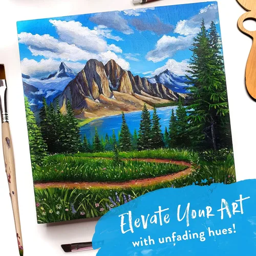 Vista 5 de Chalkola Juego de 40 pinturas acrílicas para adultos con 24 pinturas acrílicas (0.8 onzas líquidas), 10 pinceles de pintura, 5 lienzos para pintar