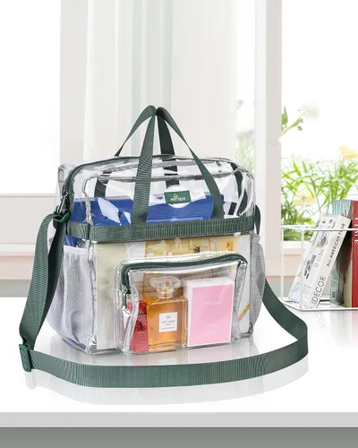 Vista 47 de MAY TREE Bolsa transparente para eventos en estadios de 12 x 6 x 12 pulgadas, bolsa de almuerzo transparente con correas reforzadas para trabajo