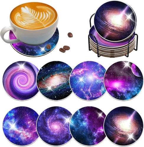 Vista 8 de 6 piezas de posavasos de pintura de diamante Posavasos de arte de diamante Pintura de arte de diamante de trasero de animal Regalo de arte