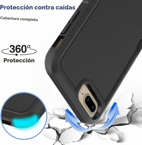 Vista 3 de MDCN Funda para iPhone 8 Plus, iPhone 7 Plus: funda protectora de doble capa resistente para teléfono celular, a prueba de golpes, resistente