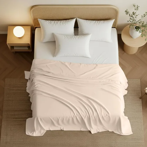 Vista 3 de Utopia Bedding Sábana encimera – 1 paquete (individual, beige) – Tela de microfibra suave cepillada – Sábana superior resistente al encogimiento y a