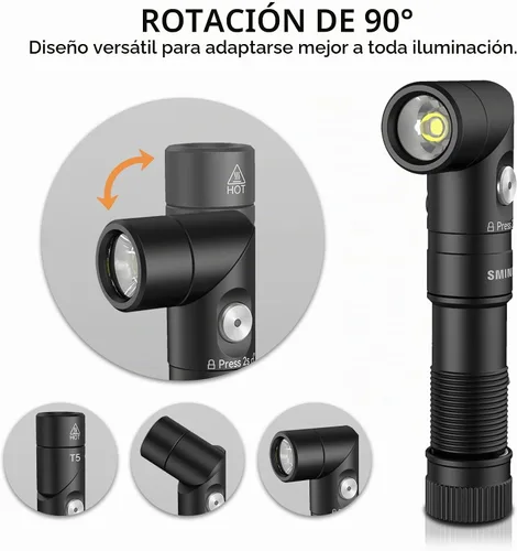 Vista 5 de Linterna recargable de ángulo recto EDC de 1400 lúmenes