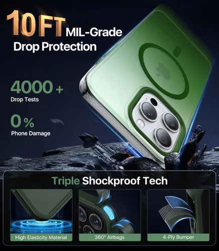 Vista 4 de Funda magnética diseñada para iPhone 13 Pro [compatible con Magsafe] [protección contra caídas de grado militar] Funda protectora a prueba de golpes