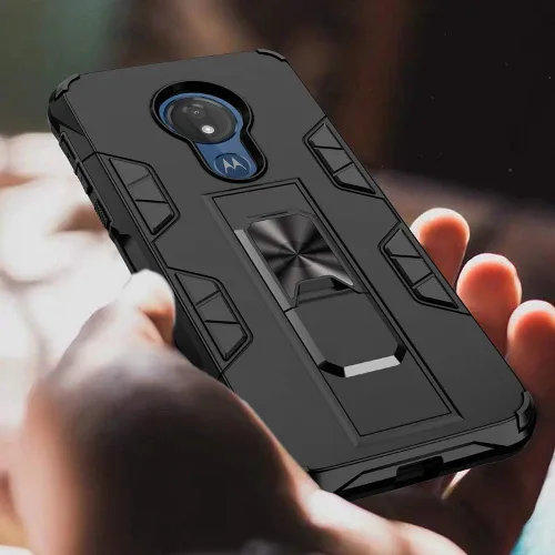 Vista 8 de Funda para Moto G7 Power de grado militar, funda con soporte para funda de soporte, funda resistente a prueba de golpes, funda protectora