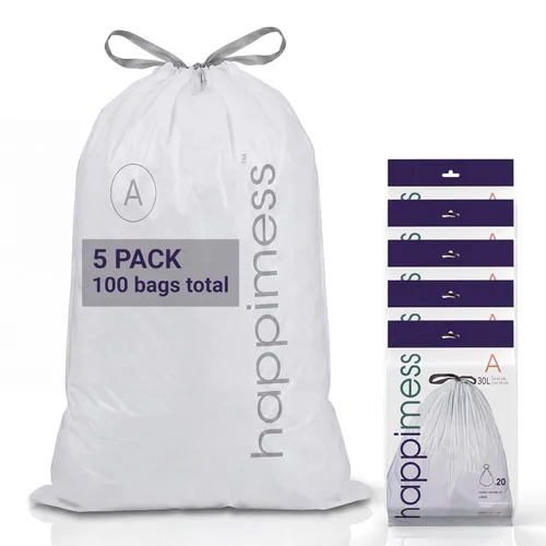 Vista 8 de happimess Bolsas de basura con cordón de 8 galones (30 litros), sin perfume, transparentes, resistentes para cocina y hogar, ajuste personalizado