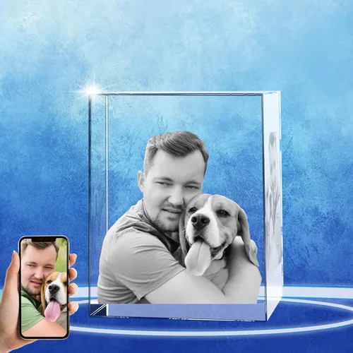 Vista 8 de Regalos conmemorativos personalizados para mascotas, marco de fotos de cristal 3D de perros o gatos, marco de fotos grabado con láser personalizado