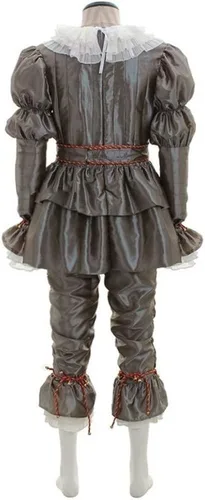 Vista 4 de Disfraz unisex de Halloween para adultos, disfraz de carnaval, mujer, uniforme de payaso de 8 piezas