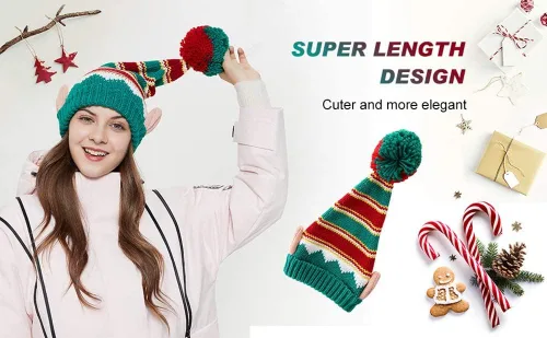 Vista 3 de LMLALML Sombreros de Navidad para mujeres, niños y hombres, elegante gorro de punto cálido y divertido para Año Nuevo, fiesta festiva