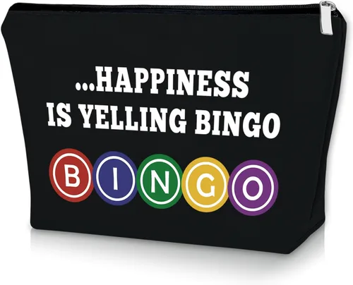 Vista 10 de Sazuwu Bingo Regalos Bolsa de Maquillaje Bingo Amantes Regalos Cosméticos Bolsa de Cumpleaños Regalos de Navidad Bolsa de viaje, Beige