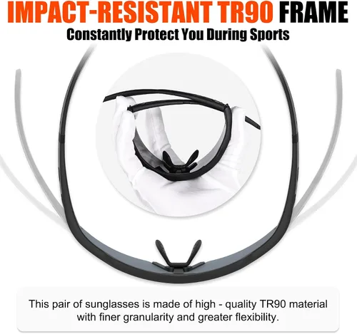 Vista 6 de X-TIGER Gafas de ciclismo polarizadas con 5 lentes intercambiables, MTB para ciclismo, béisbol, carrera, lentes deportivos para hombres y mujeres
