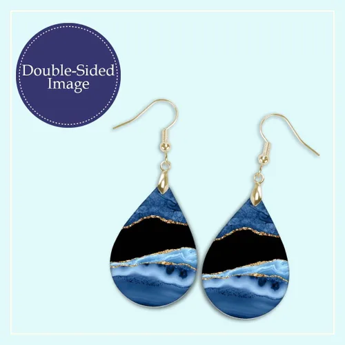 Vista 81 de Dangle Earrings for Women Colorful Dangling Drop Statement Jewelry Printed MDF Wood Teardrop Double Side Print Handmade by The Painted Pug