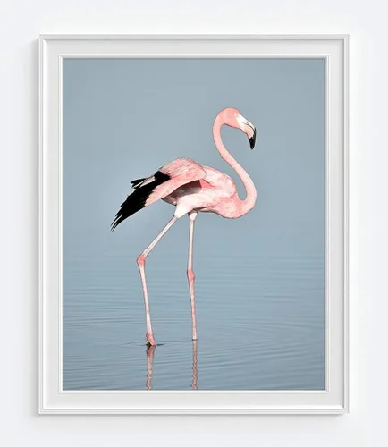 Vista 2 de Impresiones fotográficas temáticas de playa rosa, juego de 3, sin marco, soporte de salvavidas costero, furgoneta, flamenco rosa, cartel decorativo