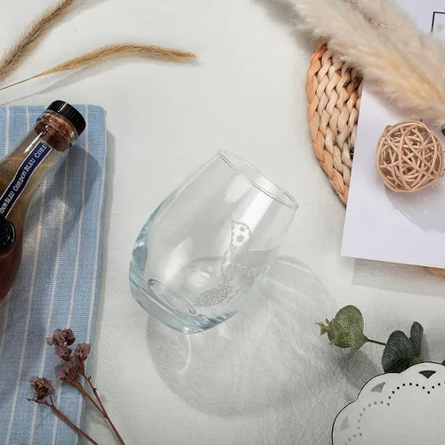 Vista 5 de Geiserailie Copas de vino sin tallo de colibrí, vidrio sin tallo, rama de Navidad, taza de té, exquisitos regalos para mujeres, amigos, hombres