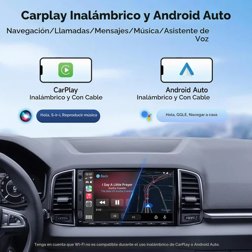 Vista 5 de A5L 7" 2+32GB Android Auto Estéreo de Coche Doble DIN, Cámara de Respaldo LRV y Cámara Dash 1080P DVR, CarPlay/Android Auto Inalámbrico