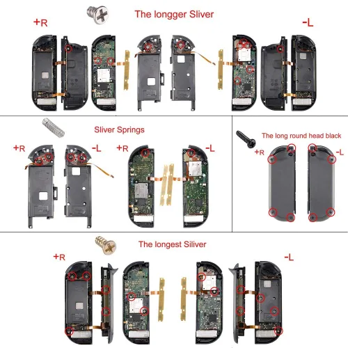 Vista 9 de eXtremeRate Colorful Border Screen Protector Back Plate NS Joycon Handheld Controller Housing Buttons for Nintendo Switch DIY Replacement Shell