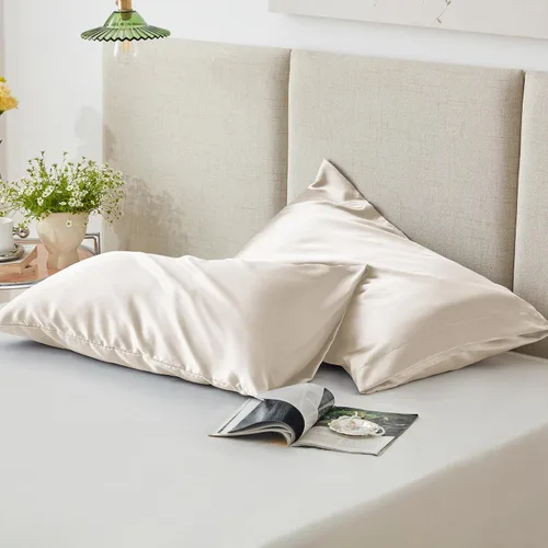 Vista 5 de Love's cabin Funda de almohada de satén para cabello y piel, similar a las fundas de almohada de seda, paquete de 2 fundas de almohada