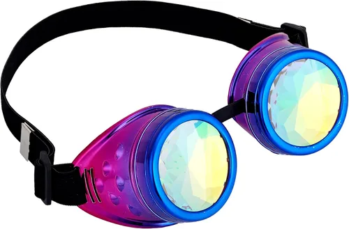 Vista 55 de Gafas caleidoscopio para raves trippy psicodélico steampunk con lentes de cristal de difracción de prisma arcoíris