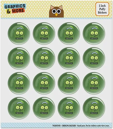 Vista 6 de Rick and Morty Pickle Rick Face Puffy Bubble Dome Scrapbooking Crafting Sticker Set
