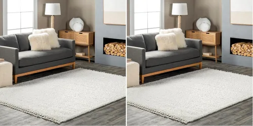 Vista 27 de NULOOM Neva Alfombra de Área Shag Moderna con Borlas, 8' Cuadrada, Beige Neva Beige