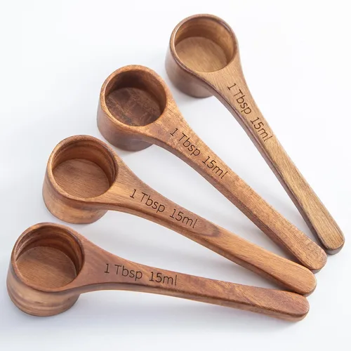 Vista 7 de 4 cucharadas de madera de acacia, cucharas de café multiusos sólidas para tarros, cucharas de madera pequeñas para botes, sales de baño