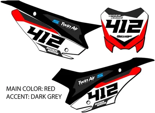 Vista 2 de Placas de Número MX Personalizadas SG63 para CRF 110 2013-2018 Senge Graphics Kit Compatible con Honda