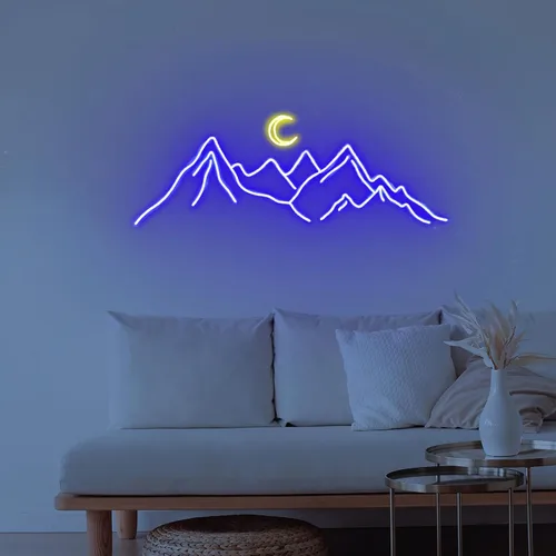 Vista 5 de Letreros de neón de montaña para decoración de pared de 16 pulgadas, letrero de neón LED de dinero, cueva, hogar, fiesta, letreros iluminados por