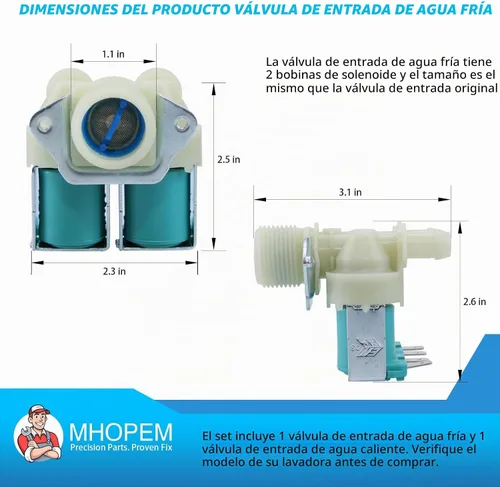 Vista 2 de Válvula de entrada de agua de lavadora para Samsung WF42H5000AW/A2