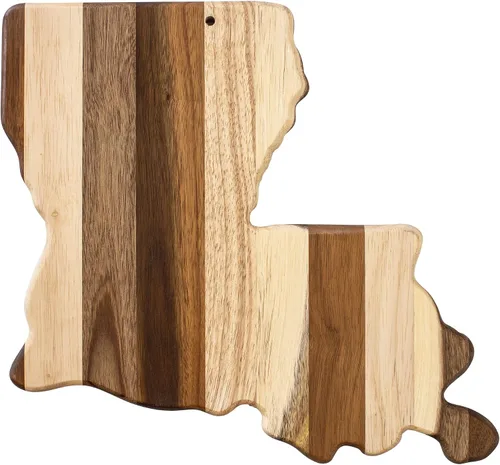 Vista 22 de Totally Bamboo Rock & Branch Shiplap Series Tabla de Cortar de Madera con Forma del Estado de Alabama y Bandeja para Servir Charcutería, Incluye