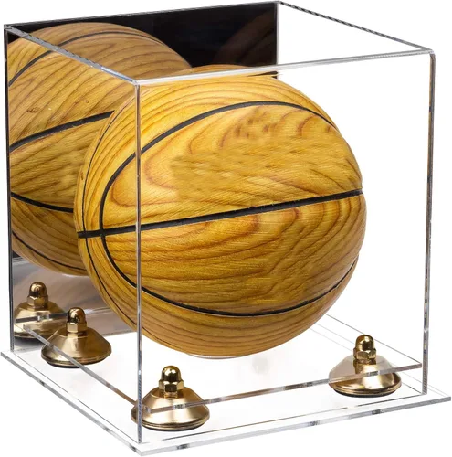 Vista 87 de Better Display Cases Mini acrílico - Miniatura (no tamaño completo) Baloncesto vitrina con elevadores negros y espejo (A015-BR)